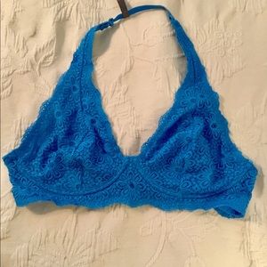 Aerie Halter Blue Lace Bra